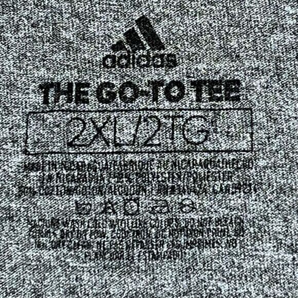 Adidas Mens 2XL Box Emblem Graphic Go To Tee T Shirt Gray Short Sleeves Crewneck - Picture 2 of 5
